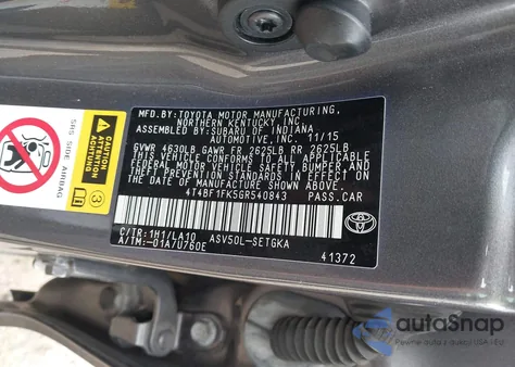 2016 Toyota Camry Xle z USA, uszkodzony, nr VIN 4T4BF1FK5GR540843